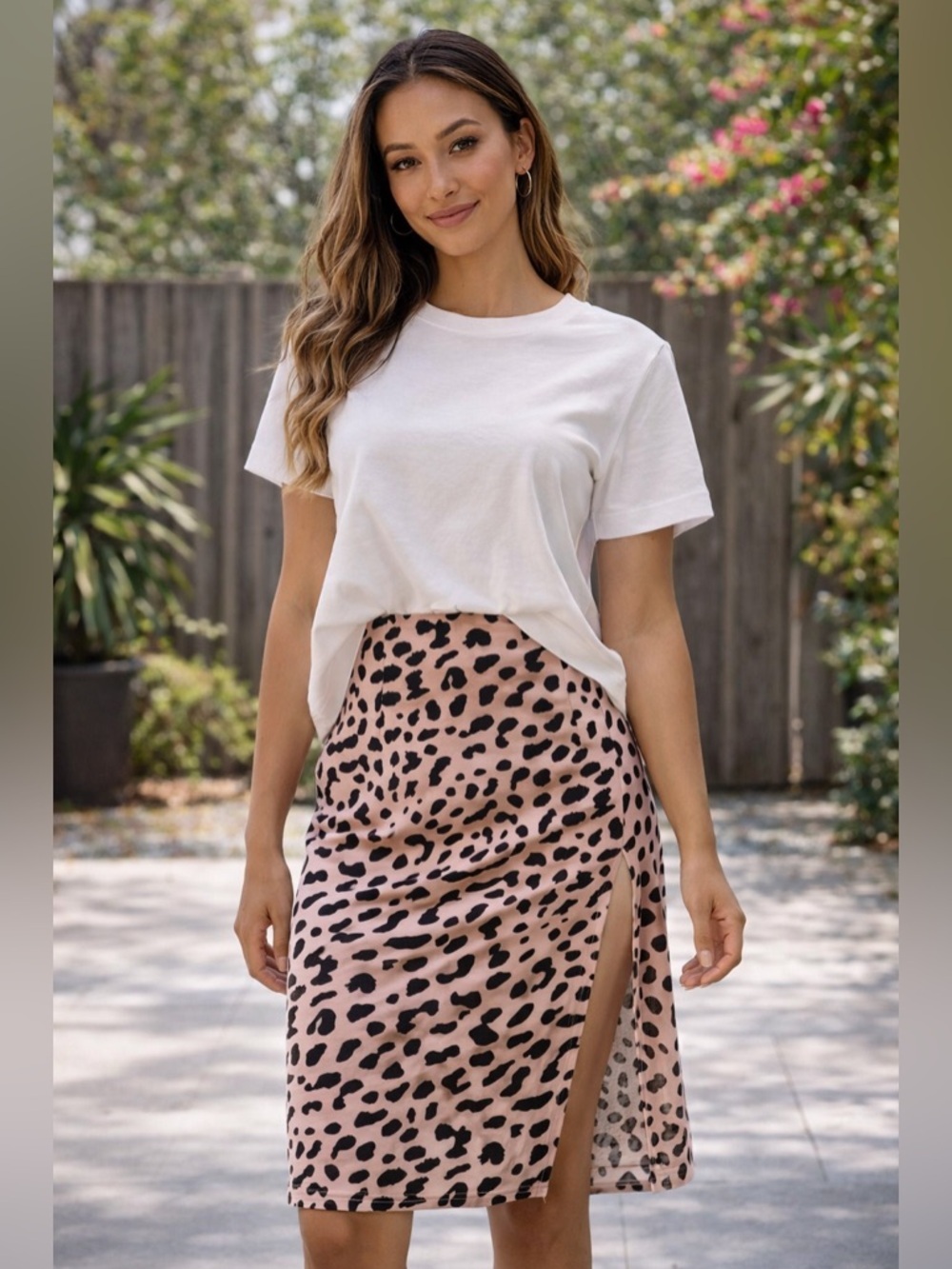 Princess Polly Pink Leopard Pencil Skirt - Picture 1 of 5